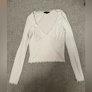 Cropped long sleeve top - light blue